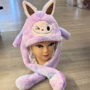 Plush Bunny Ear Hat for Kids - Purple